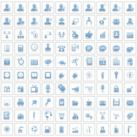 simsearch:400-06454080,k - Business and office set of different vector web icons Stock Photo - Budget Royalty-Free & Subscription, Code: 400-06454085