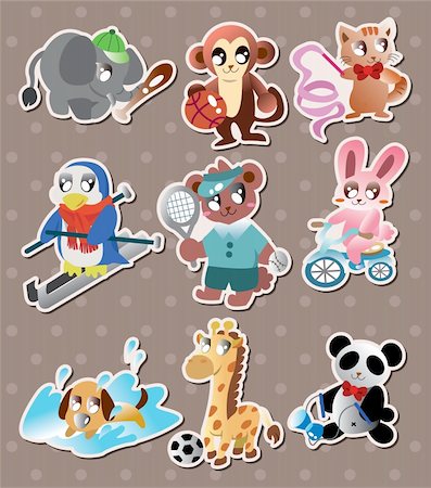 penguins swimming - animal sport player stickers Stock Photo - Budget Royalty-Free & Subscription, Code: 400-06454389