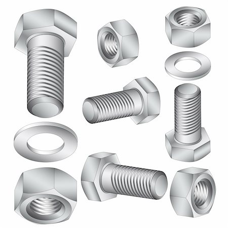 simsearch:696-05780829,k - Stainless steel bolt and nut. Vector illustration. Stock Photo - Budget Royalty-Free & Subscription, Code: 400-06454395