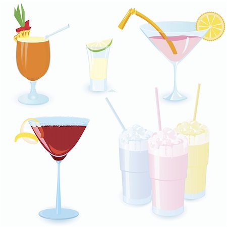 Vector illustration of cocktail icon set on white background .. Stock Photo - Budget Royalty-Free & Subscription, Code: 400-06454694