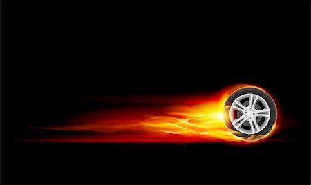 Red Burning wheel. Illustration on black background Stock Photo - Budget Royalty-Free & Subscription, Code: 400-06454751