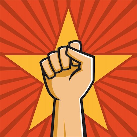 revolución - Vector Illustration of a fist held high in the style of Russian Constructivist propaganda posters. Foto de stock - Super Valor sin royalties y Suscripción, Código: 400-06454782