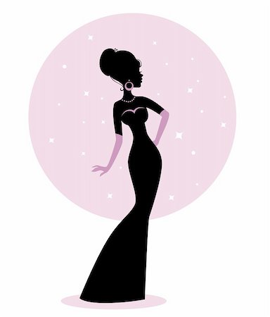 Vector illustration of Woman silhouette in dress Stock Photo - Budget Royalty-Free & Subscription, Code: 400-06454806
