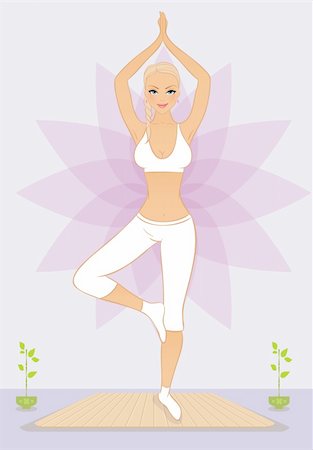 spa icon - Vector illustration of Beautiful woman doing youga exercises Stock Photo - Budget Royalty-Free & Subscription, Code: 400-06454807