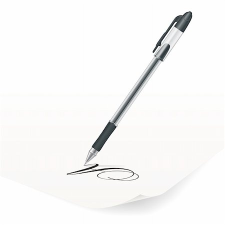 Vector image of black ballpoint pen writing on paper Stock Photo - Budget Royalty-Free & Subscription, Code: 400-06454921
