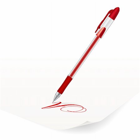 simsearch:400-06454922,k - Vector image of red ballpoint pen writing on paper Stock Photo - Budget Royalty-Free & Subscription, Code: 400-06454922