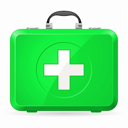 first medical assistance - Green First Aid kit. Illustration on white Stock Photo - Budget Royalty-Free & Subscription, Code: 400-06454996