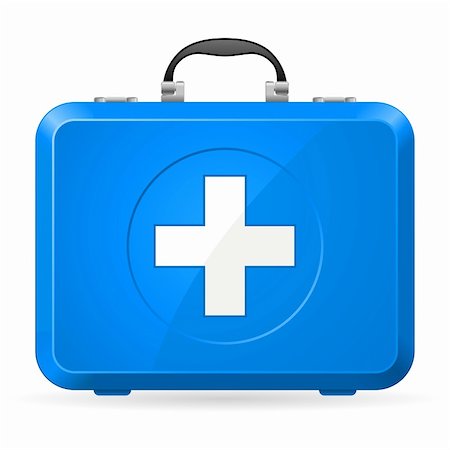 first medical assistance - Blue First Aid kit. Illustration on white Stock Photo - Budget Royalty-Free & Subscription, Code: 400-06454997