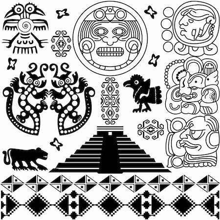 Vector of ancient american design elements on white Photographie de stock - Aubaine LD & Abonnement, Code: 400-06455020