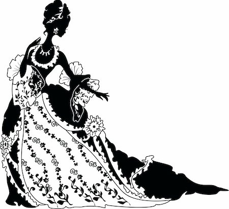 simsearch:400-06455036,k - Graphic silhouette of a rococo woman. Fashion luxury Stock Photo - Budget Royalty-Free & Subscription, Code: 400-06455036