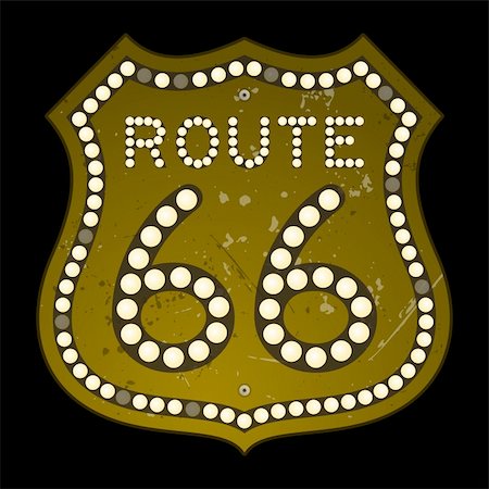 route street signs - Illustration of historic roadsign with lights and numbers 66 Stock Photo - Budget Royalty-Free & Subscription, Code: 400-06455159