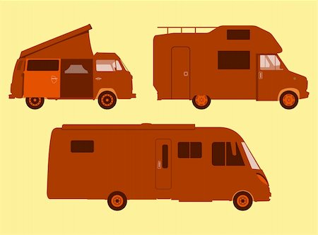 Orange illustration of three sizes of RV or motorhome Photographie de stock - Aubaine LD & Abonnement, Code: 400-06455178