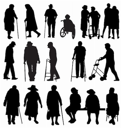 set of old people silhouettes Stockbilder - Microstock & Abonnement, Bildnummer: 400-06455218
