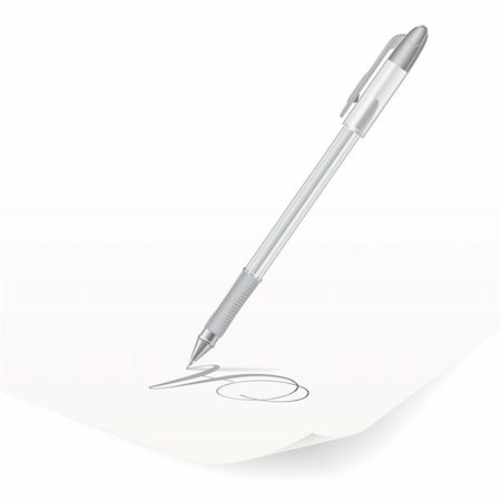 Vector image of white ballpoint pen writing on paper Stock Photo - Budget Royalty-Free & Subscription, Code: 400-06455367