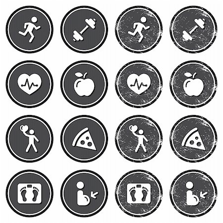 exercise icon - Vintage dark badges- keepieng fit, exercise, leaving healthy, loosing weight concept Foto de stock - Super Valor sin royalties y Suscripción, Código: 400-06455638