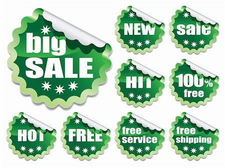 simsearch:400-08776910,k - Collection of green stickers on white background Stockbilder - Microstock & Abonnement, Bildnummer: 400-06455632