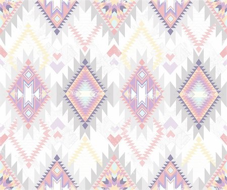 Abstract geometric seamless aztec pattern. Colorful ikat style pattern. Stock Photo - Budget Royalty-Free & Subscription, Code: 400-06455742