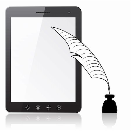 simsearch:400-04907702,k - Tablet PC laptop with a pen and ink   isolated on white background. Vector  illustration. Stock Photo - Budget Royalty-Free & Subscription, Code: 400-06455901