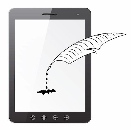 simsearch:400-04907702,k - Tablet PC computer with a pen and ink  isolated on white background. Vector  illustration. Stock Photo - Budget Royalty-Free & Subscription, Code: 400-06455965