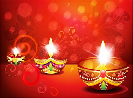 divine lamp light - abstract diwali background with floral vector illustration Stock Photo - Budget Royalty-Free & Subscription, Code: 400-06455966