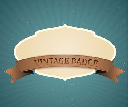 posters with ribbon banner - badge vector vintage design, retro background Photographie de stock - Aubaine LD & Abonnement, Code: 400-06456061