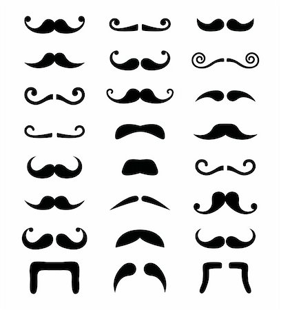 face icon black - Moustache different types black icons set Stock Photo - Budget Royalty-Free & Subscription, Code: 400-06456087
