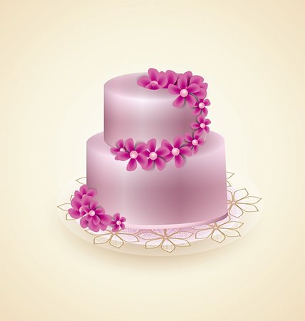 Sweet pink cake for celebrations, vector illustration Stock Photo - Budget Royalty-Free & Subscription, Code: 400-06456140