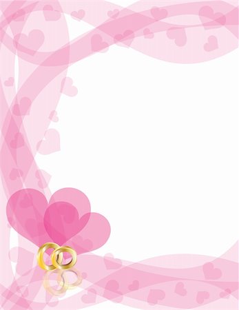 simsearch:400-05295204,k - Wedding Rings Gold Band on Swirls Border with Flying Hearts Border Background Stock Photo - Budget Royalty-Free & Subscription, Code: 400-06456186