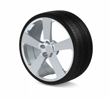 simsearch:400-05358713,k - Wheel with aluminium rim over the white background Foto de stock - Royalty-Free Super Valor e Assinatura, Número: 400-06456457