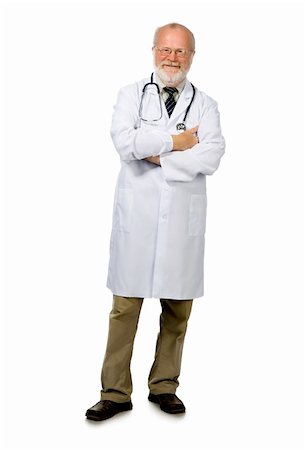 doctor patient friendly - Portrait of confident senior medical doctor isolated on white background Stock Photo - Budget Royalty-Free & Subscription, Code: 400-06456670