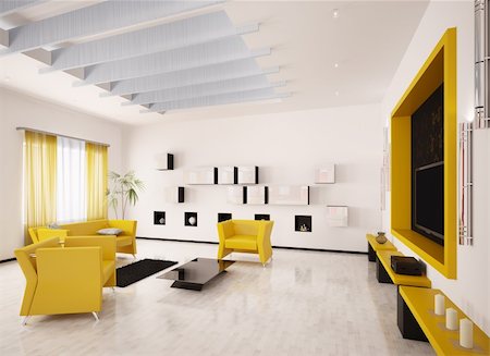 simsearch:400-04241664,k - Home interior of modern living room with LCD 3d render Stock Photo - Budget Royalty-Free & Subscription, Code: 400-06456916