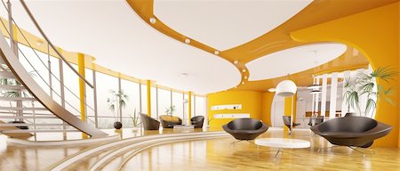 scovad (artist) - Interior design  of modern apartment living room hall panorama 3d render Photographie de stock - Aubaine LD & Abonnement, Code: 400-06456928