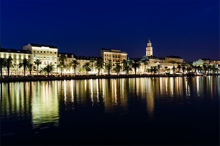 famous city gates europe - Panorama of Old Town of Split at Night, Croatia Stock Photo - Budget Royalty-Free & Subscription, Code: 400-06457308