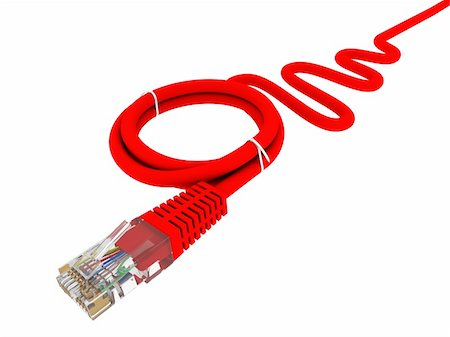 red data - The network cable is twisted in the form of a life buoy. Isolated render on a white background Stock Photo - Budget Royalty-Free & Subscription, Code: 400-06457913