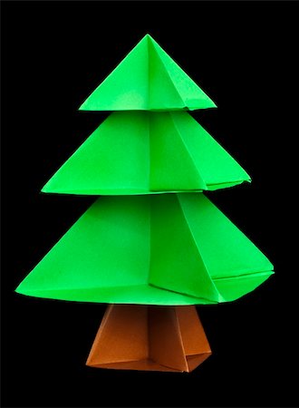 Christmas tree made of paper. Origami evergreen tree Stock Photo - Budget Royalty-Free & Subscription, Code: 400-06457985