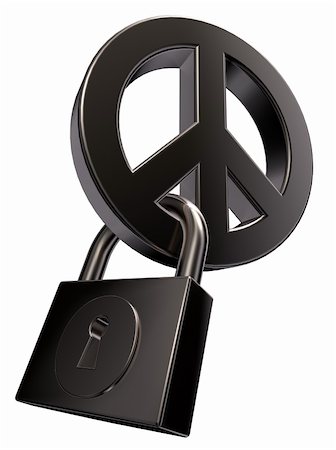 simsearch:400-06419591,k - metal peace symbol and padlock on white background - 3d illustration Stock Photo - Budget Royalty-Free & Subscription, Code: 400-06458060