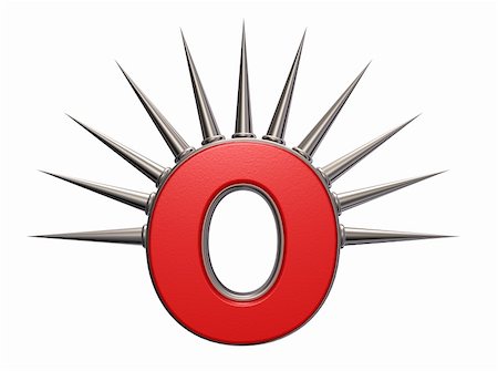 simsearch:400-06522459,k - letter o with metal prickles on white background - 3d illustration Stock Photo - Budget Royalty-Free & Subscription, Code: 400-06458082