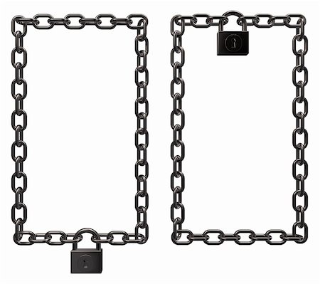 simsearch:400-05680101,k - padlock on metal chains frame border on white background - 3d illustration Foto de stock - Royalty-Free Super Valor e Assinatura, Número: 400-06458094