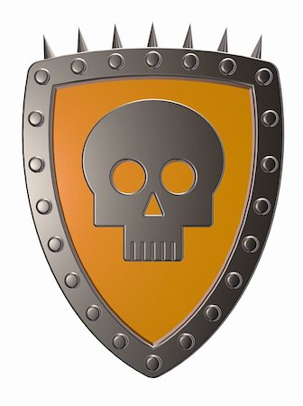 simsearch:400-04661440,k - metal shield with skull symbol on white background - 3d illustration Fotografie stock - Microstock e Abbonamento, Codice: 400-06458105