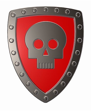 simsearch:400-04661440,k - metal shield with skull symbol on white background - 3d illustration Fotografie stock - Microstock e Abbonamento, Codice: 400-06458106