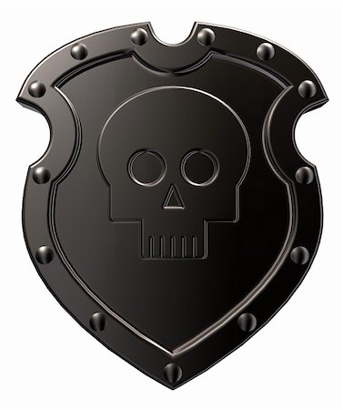 simsearch:400-04661440,k - metal shield with skull symbol on white background - 3d illustration Fotografie stock - Microstock e Abbonamento, Codice: 400-06458114