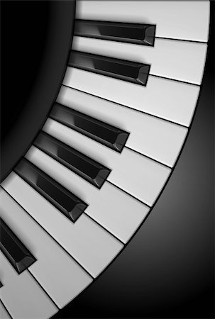 Piano keys. Illustration on black background, for design Stock Photo - Budget Royalty-Free & Subscription, Code: 400-06458122
