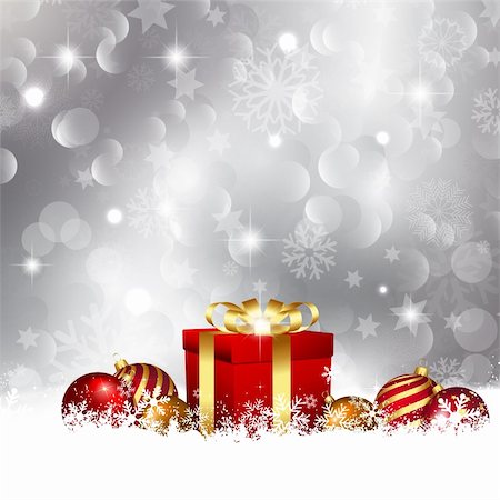 Christmas bauble and gift background Stock Photo - Budget Royalty-Free & Subscription, Code: 400-06458159