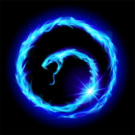 Abstract spiral blue snake. Illustration  on black background Stock Photo - Budget Royalty-Free & Subscription, Code: 400-06458275