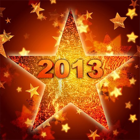 3d golden year 2013 in shining star Stock Photo - Budget Royalty-Free & Subscription, Code: 400-06458308