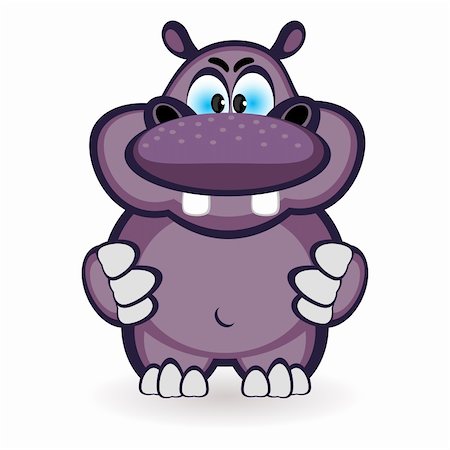 Funny cartoon hippo. Illustration on white background. Stock Photo - Budget Royalty-Free & Subscription, Code: 400-06458513