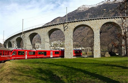 Scenic Railroad Pictures of Alps Train and viaduct Stock Photo - Budget Royalty-Free & Subscription, Code: 400-06458771