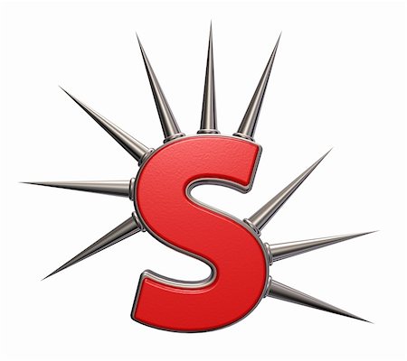 simsearch:400-06460794,k - letter s with metal prickles on white background - 3d illustration Foto de stock - Super Valor sin royalties y Suscripción, Código: 400-06459167