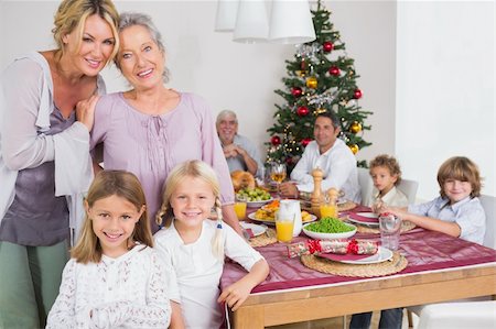 simsearch:400-06871551,k - Three generations of women standing by the dinner table at christmas time Stock Photo - Budget Royalty-Free & Subscription, Code: 400-06459308