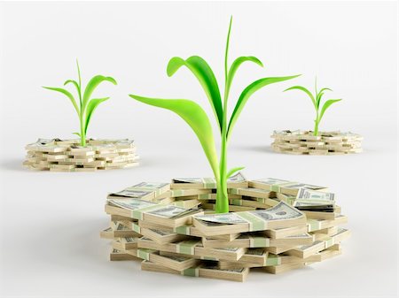 saracin (artist) - Green sprout surrounded by a stack of money Foto de stock - Super Valor sin royalties y Suscripción, Código: 400-06459391